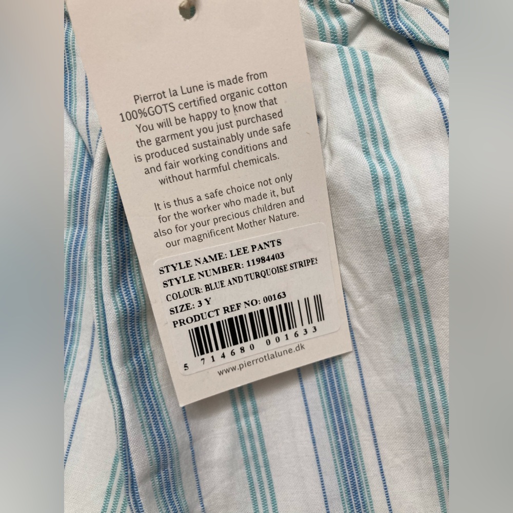 Pierrot la Lune Kids Blue Stripe organic Cotton Bottoms - Picture 2 of 2